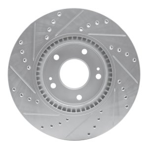 Kia Sportage Brake Rotor (1) - Front Right - R1 Concepts - Drilled & Slotted - Silver - `12-`16